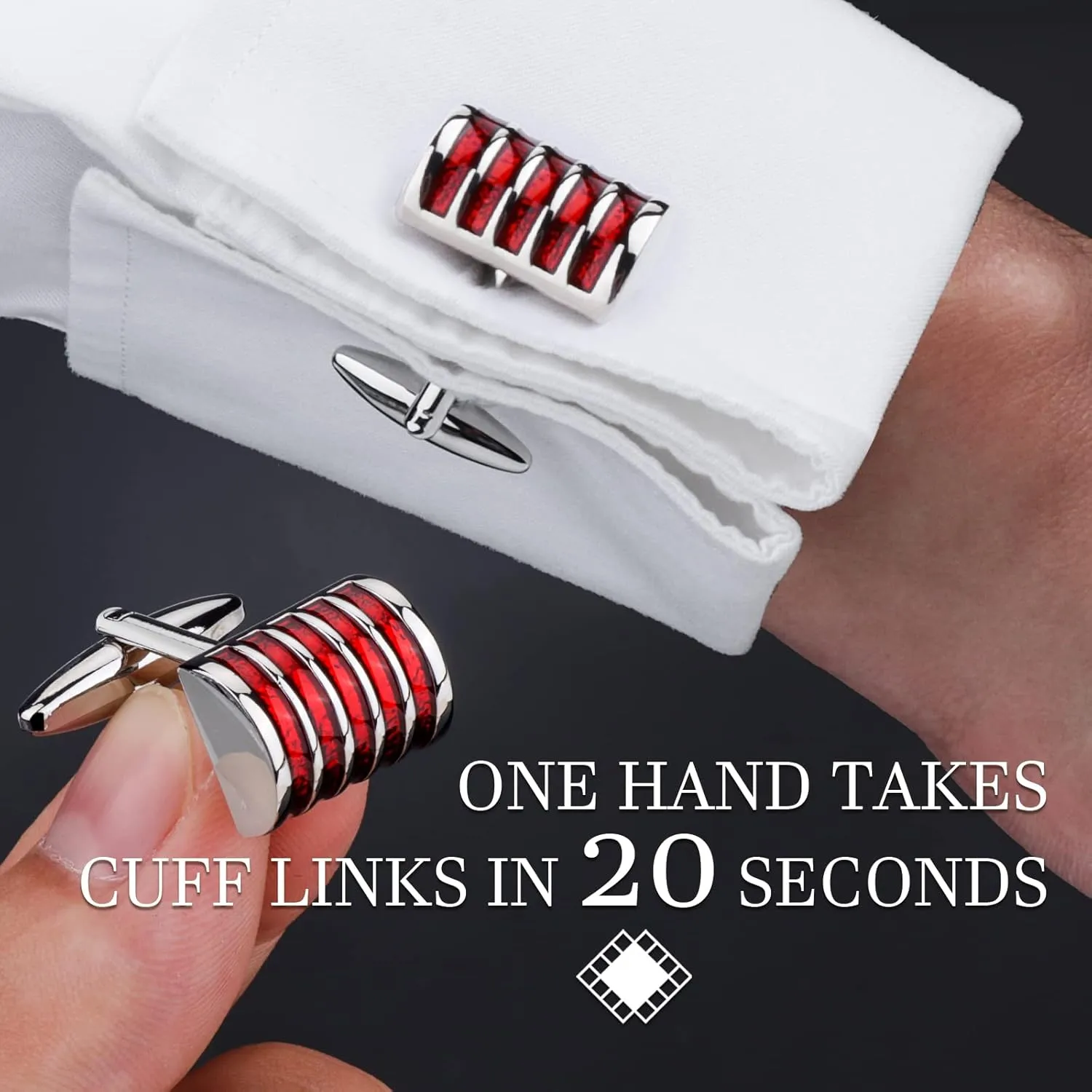 HAWSON Mens Cufflinks and Tuxedo Studs Set in Gift Box, Easy to Wear, Gifts or Jewelry for Men, Wedding Accessories, Designed