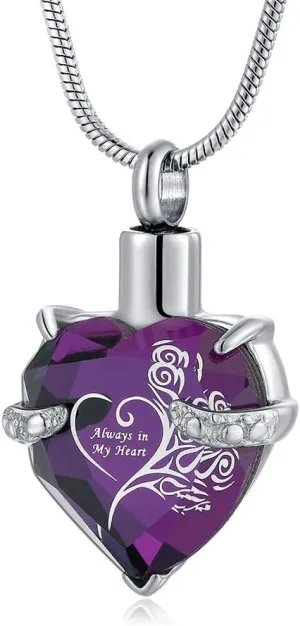 Heart Urn Necklace for Ashes Stainless Steel Cremation Jewelry for Ashes Keepsake Necklaces 