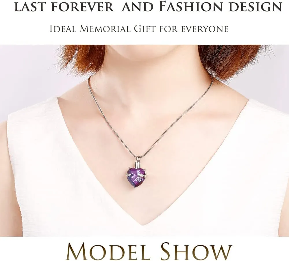 Heart Urn Necklace for Ashes Stainless Steel Cremation Jewelry for Ashes Keepsake Necklaces 