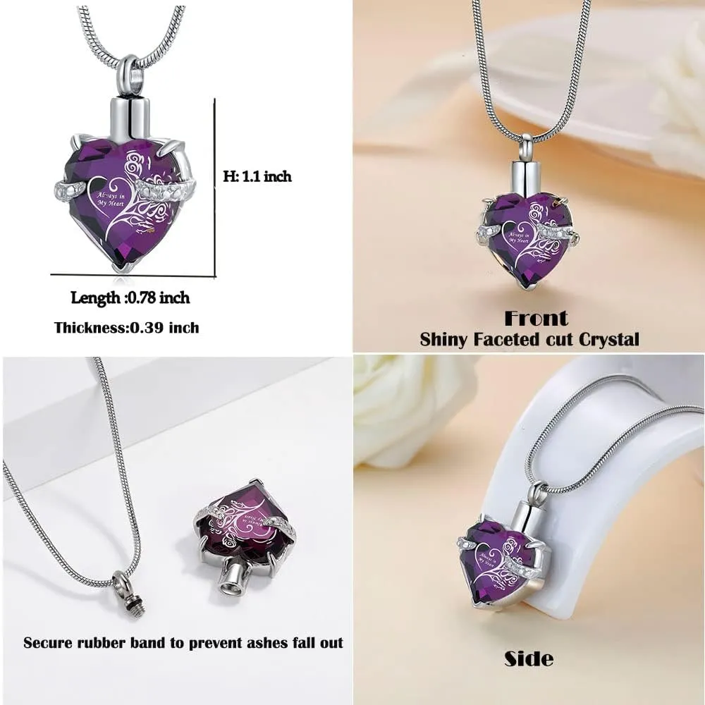 Heart Urn Necklace for Ashes Stainless Steel Cremation Jewelry for Ashes Keepsake Necklaces 