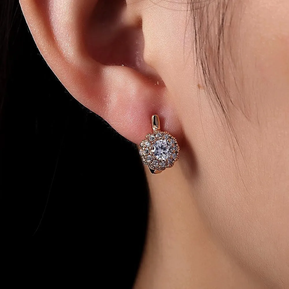 Hefanny Women Huggie Cubic Zirconia Gold Hoop Earrings Gold Ear Stud Cuff 14K Gold Filled Small Boho Beach Simple Delicate Handmade Hypoallergenic Jewelry Gift