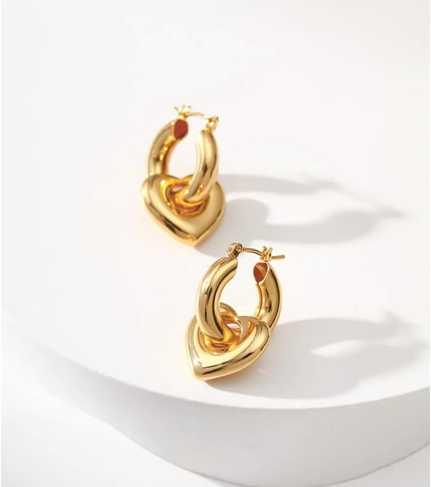 Hefanny Women Huggie Cubic Zirconia Gold Hoop Earrings Gold Ear Stud Cuff 14K Gold Filled Small Boho Beach Simple Delicate Handmade Hypoallergenic Jewelry Gift