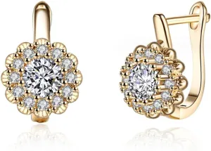 Hefanny Women Huggie Cubic Zirconia Gold Hoop Earrings Gold Ear Stud Cuff 14K Gold Filled Small Boho Beach Simple Delicate Handmade Hypoallergenic Jewelry Gift