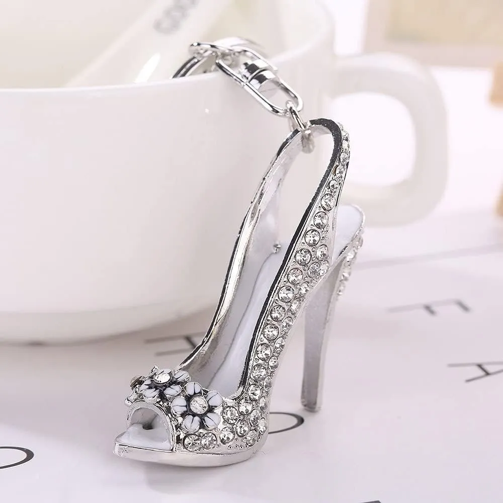 High Heel Elegant Shoe Keychain Sparkling Charm Stylish Key Ring Crystal Keychain Purse Handbag Pendant