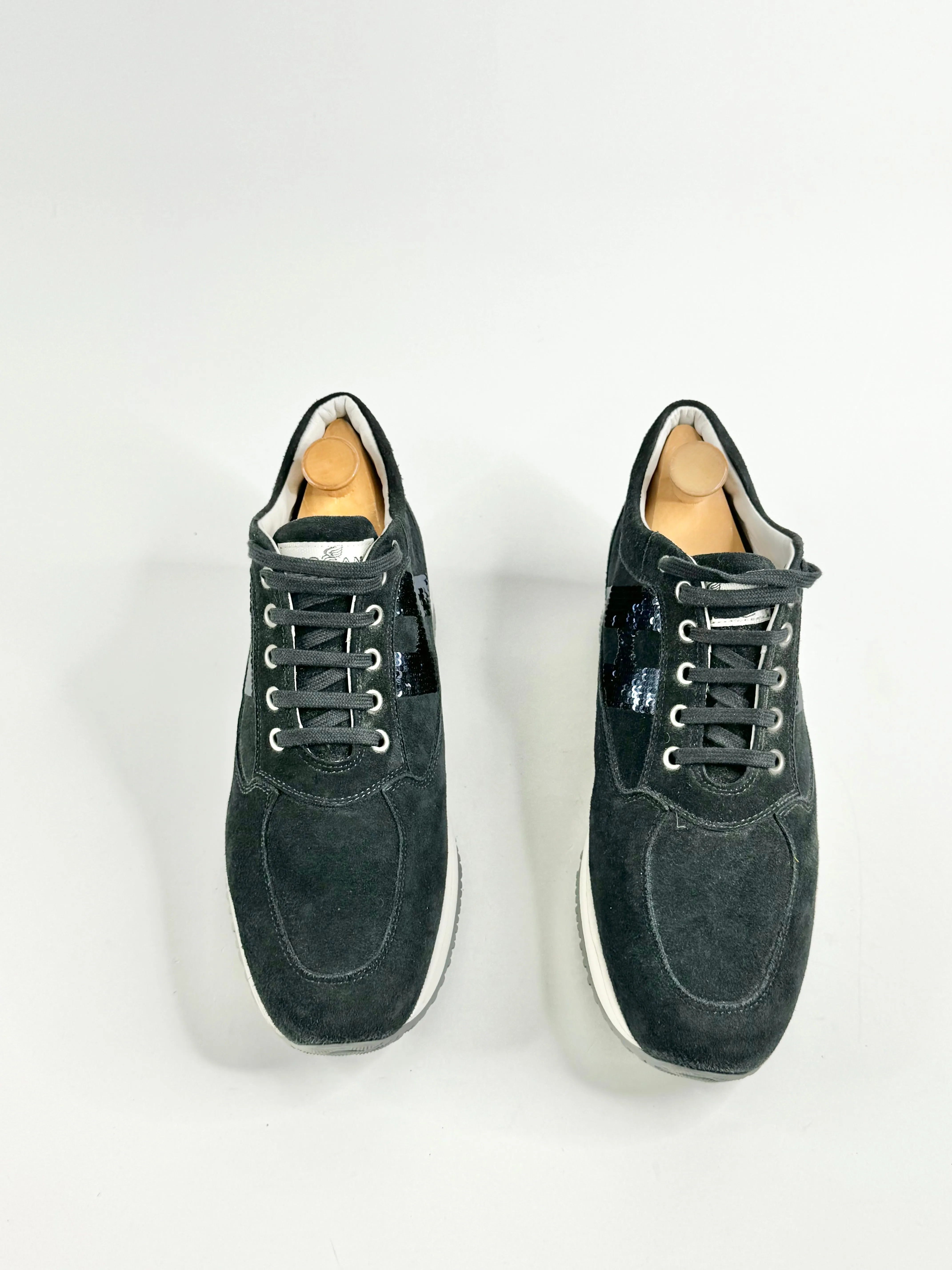 Hogan Interative Navy Blue Sequin Embellished Sneakers - EU40