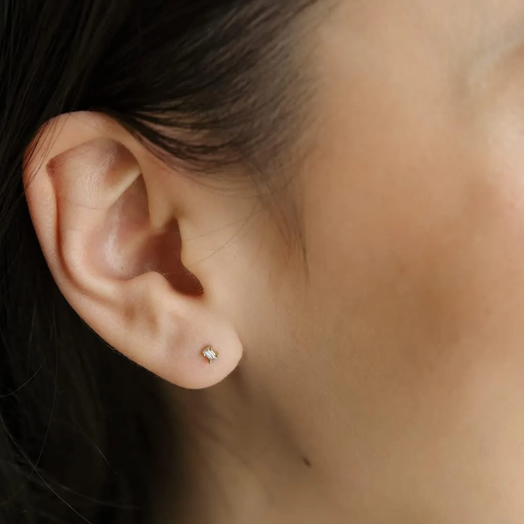 HONEYCAT Tiny Crystal Baguette Stud Earrings in Gold, Rose Gold, or Silver | Minimalist, Delicate Jewelry