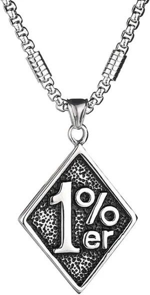 HSQYJ Men's One Percent 1% Stainless Steel Necklace Unique Men's Cool Pendant Motorcycle Biker Charm Chain Necklaces for Men