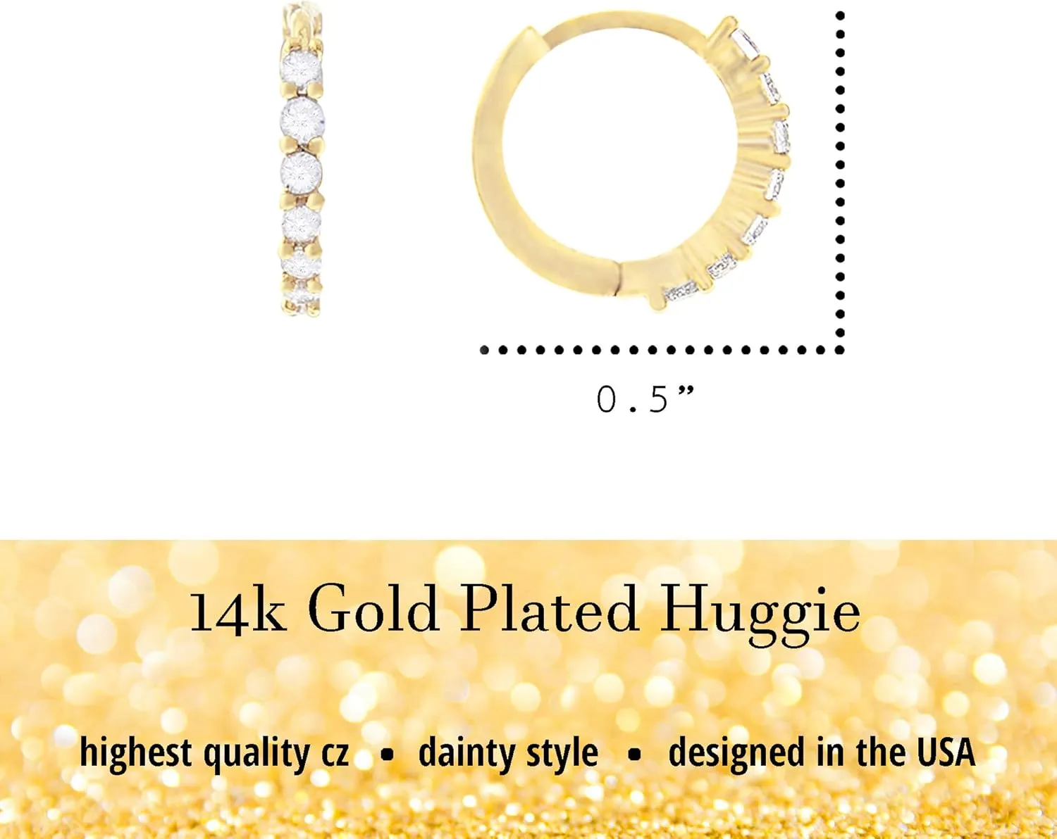 Huggie Earrings for Women  Huggie Hoop Stud Earring  14K Gold & Fine Silver Plated  CZ Cubic Zirconia  Simple Elegant Delicate  with Gift Box Included