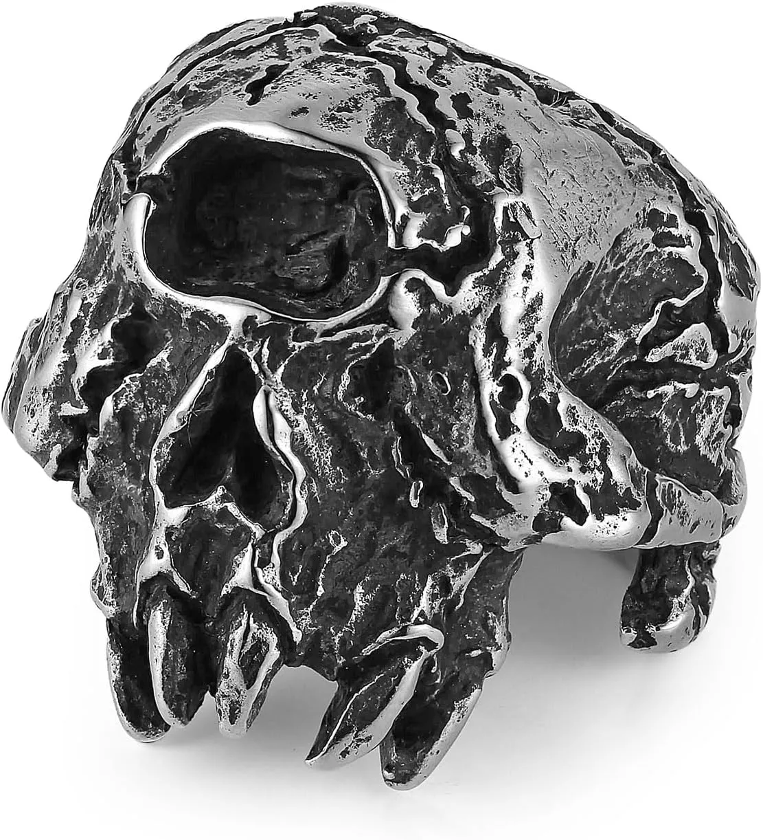 HZMAN Skull Ring for Men Stainless Steel Retro Gothic Horror Monster Skull Head Rings Party Halloween Ring Jewelry Gift