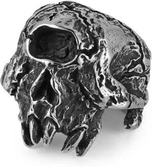HZMAN Skull Ring for Men Stainless Steel Retro Gothic Horror Monster Skull Head Rings Party Halloween Ring Jewelry Gift