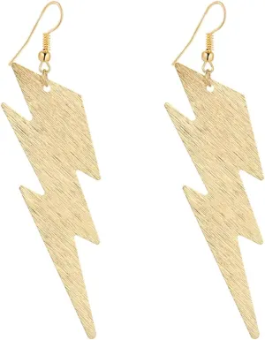 IDB Delicate Filigree Dangle Lightning Bolt Drop Hook Earrings - Available in Silver and Gold Tones