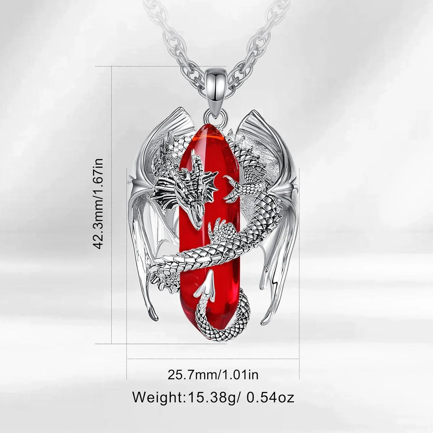 INFUSEU Dragon Necklaces with Healing Crystal Stone for Men Women, Unique Personalized Spiritual Gifts, 22 2 Inch Chain