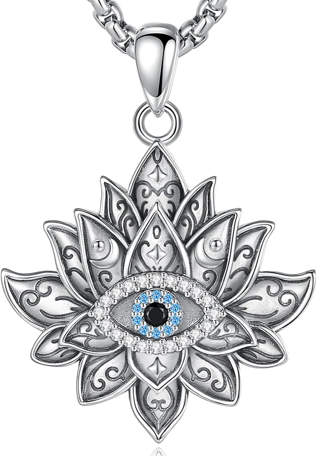 INFUSEU Sterling Silver Evil Eye Jewelry Necklaces for Women Girls, Unique Protection Amulet Gifts
