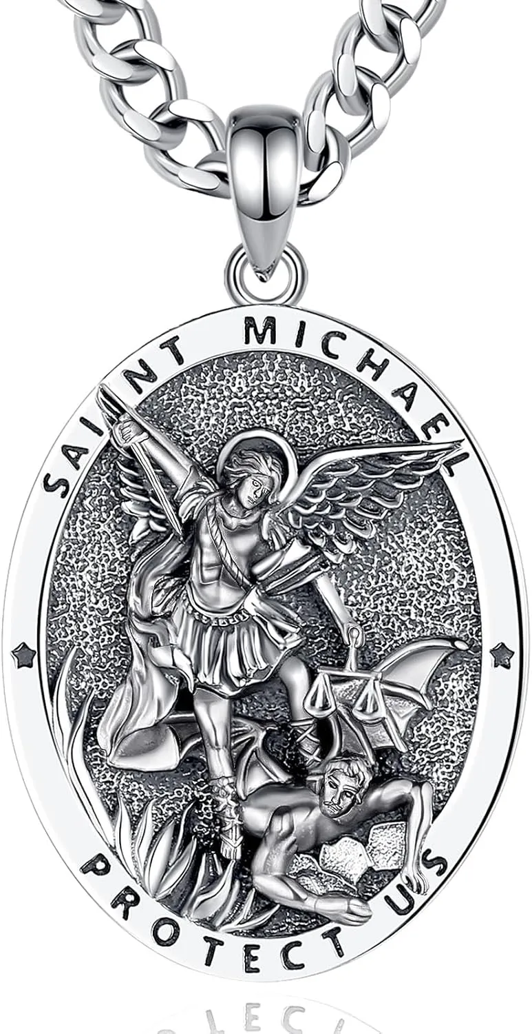 INFUSEU Unique Religious Gifts for Men Women, St. Michael/St. Christopher/St. Benedict/Virgin Mary Pendant Necklaces