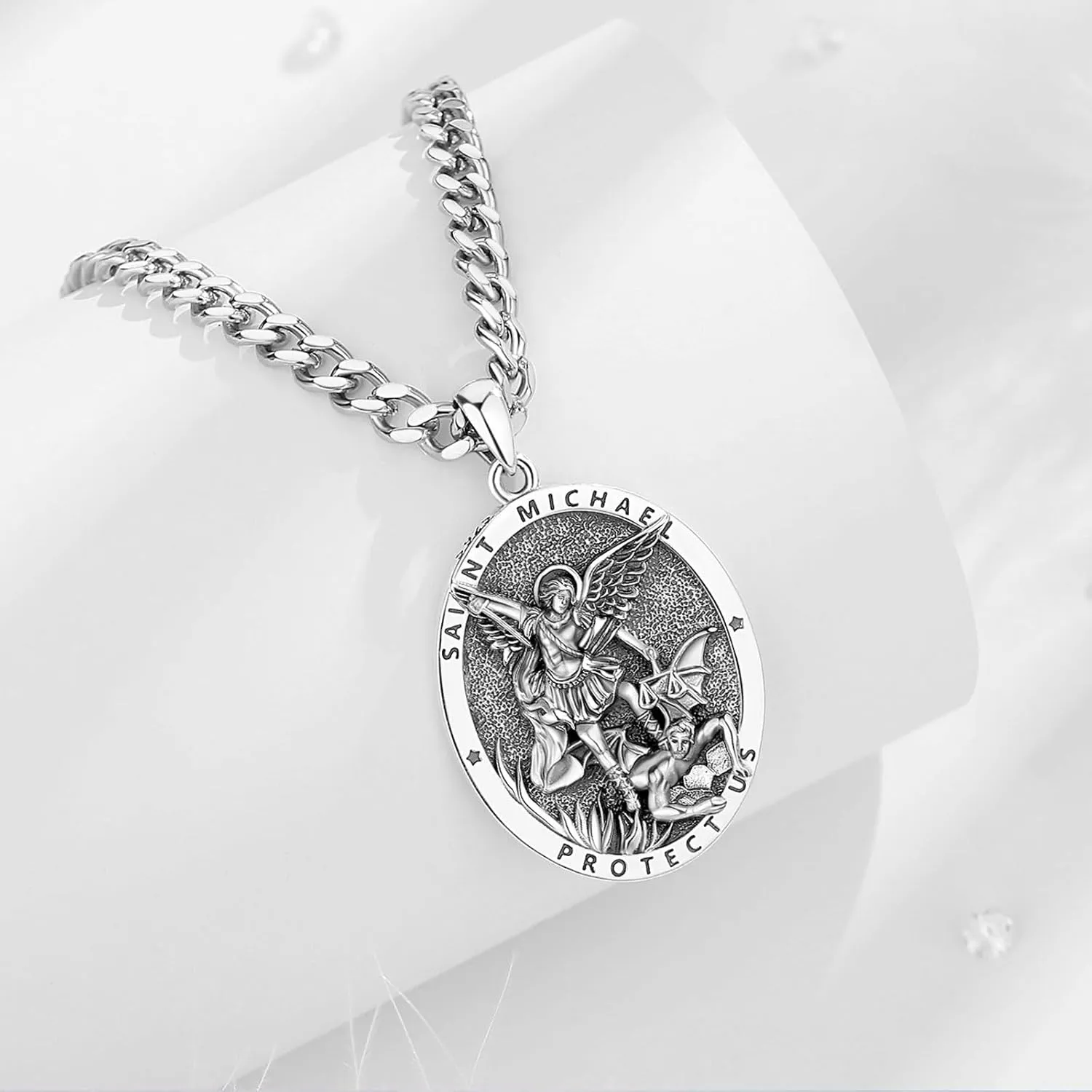 INFUSEU Unique Religious Gifts for Men Women, St. Michael/St. Christopher/St. Benedict/Virgin Mary Pendant Necklaces