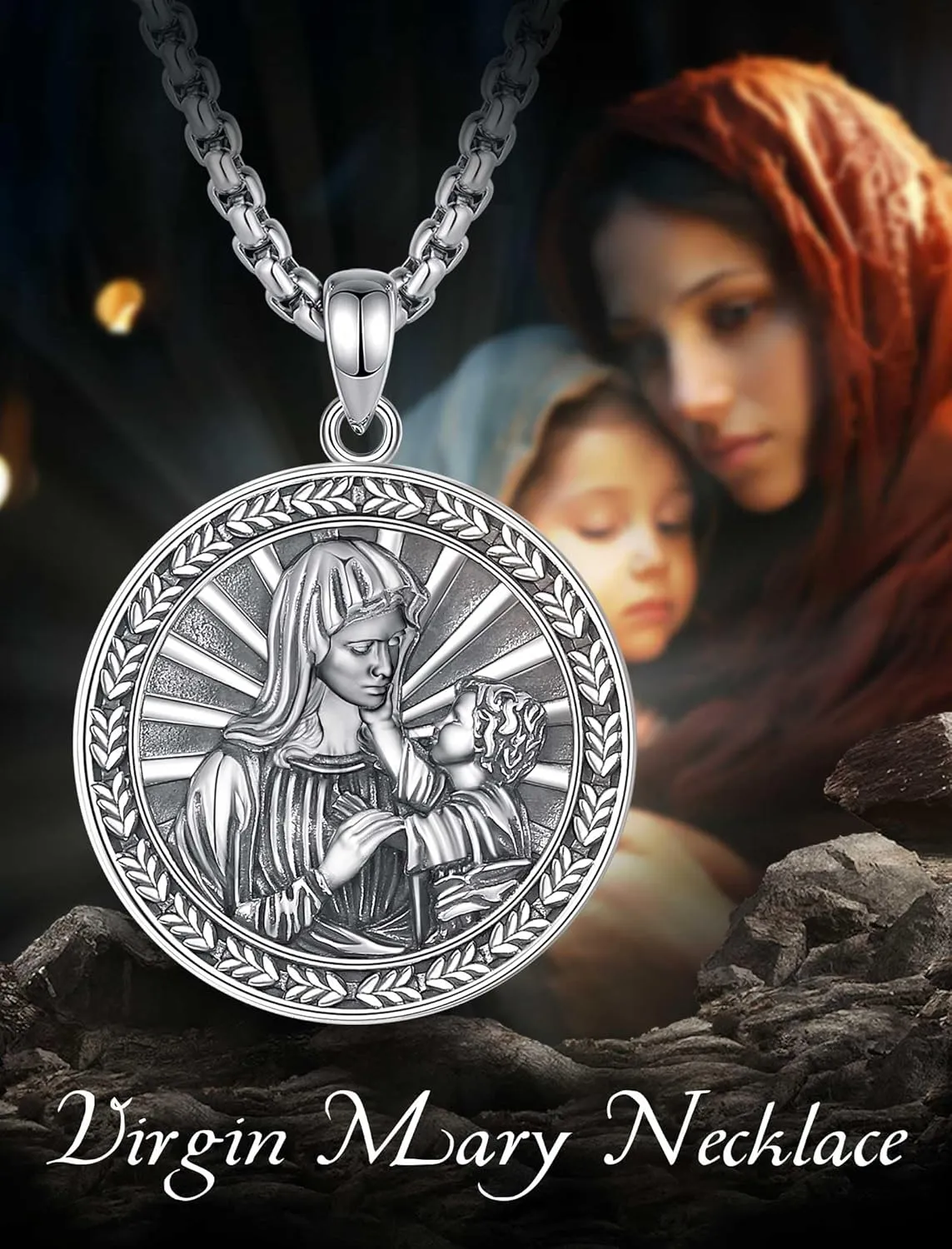 INFUSEU Unique Religious Gifts for Men Women, St. Michael/St. Christopher/St. Benedict/Virgin Mary Pendant Necklaces