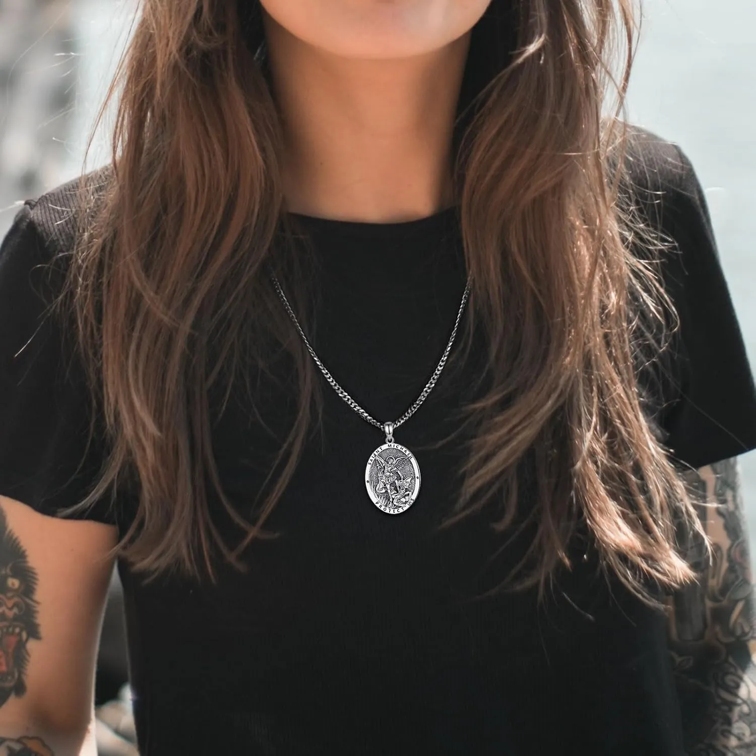 INFUSEU Unique Religious Gifts for Men Women, St. Michael/St. Christopher/St. Benedict/Virgin Mary Pendant Necklaces