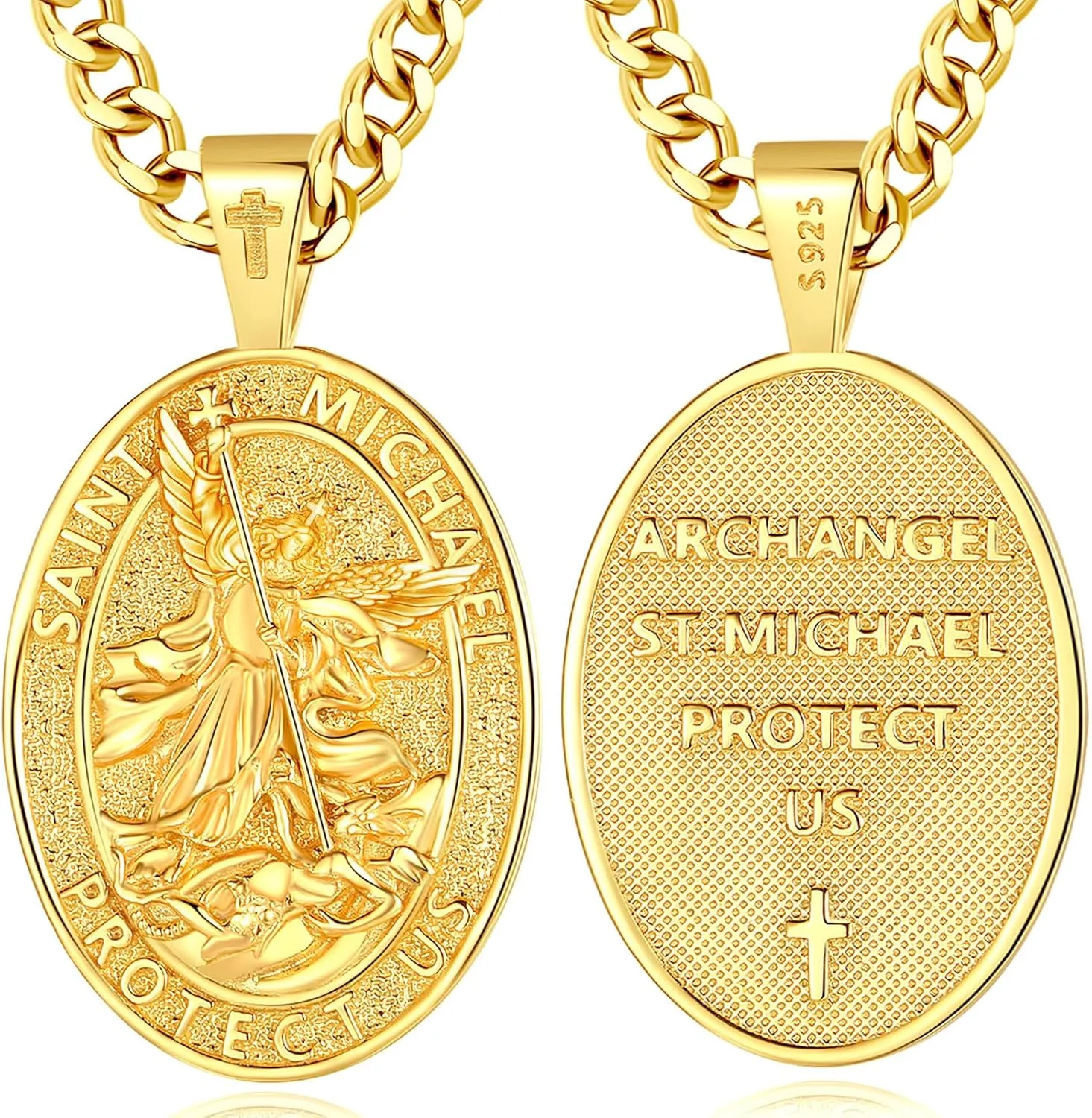 INFUSEU Unique Religious Gifts for Men Women, St. Michael/St. Christopher/St. Benedict/Virgin Mary Pendant Necklaces