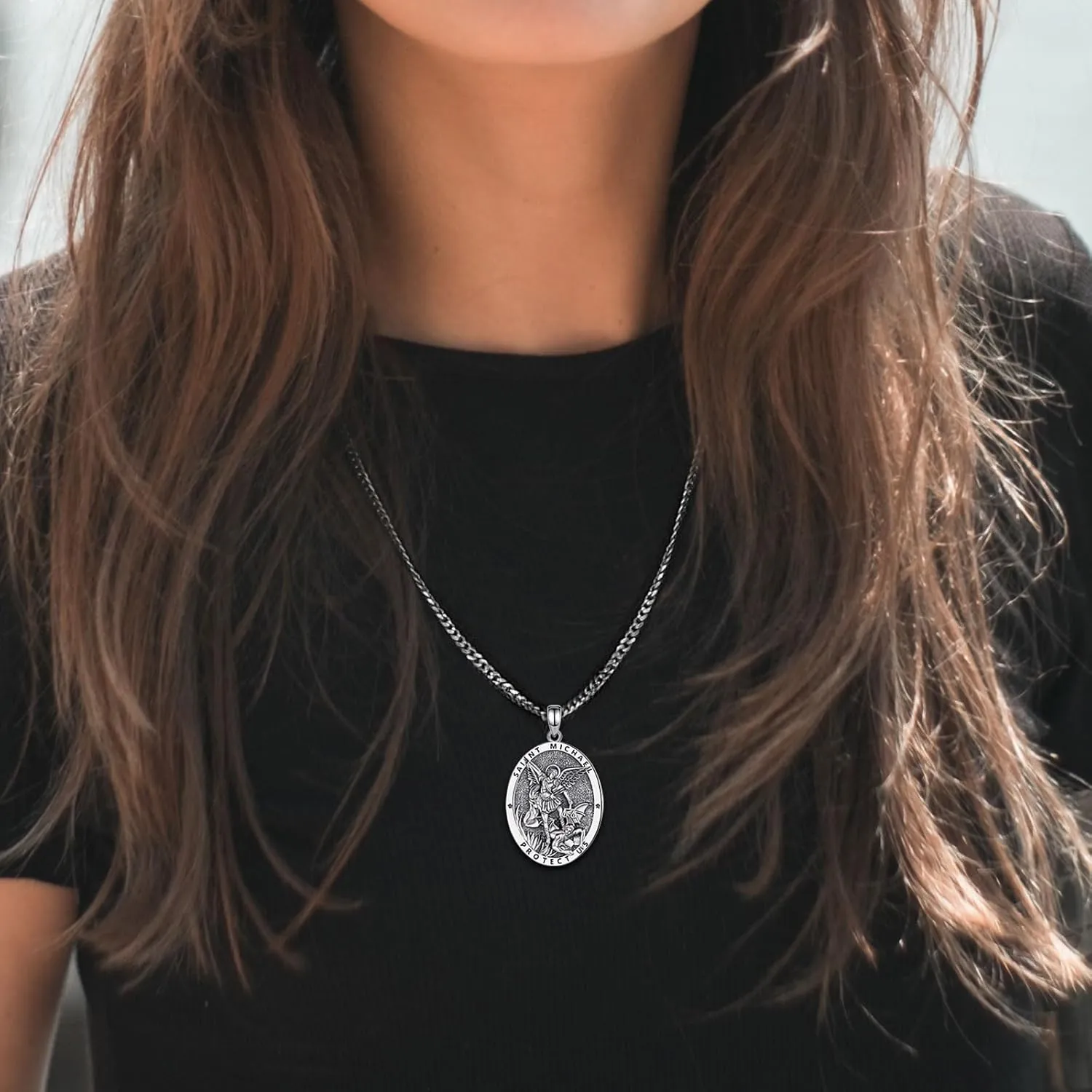 INFUSEU Unique Religious Gifts for Men Women, St. Michael/St. Christopher/St. Benedict/Virgin Mary Pendant Necklaces