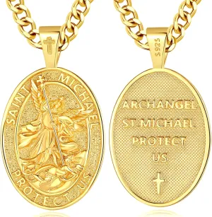 INFUSEU Unique Religious Gifts for Men Women, St. Michael/St. Christopher/St. Benedict/Virgin Mary Pendant Necklaces