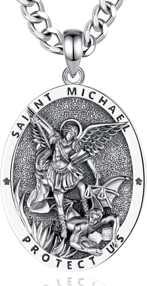 INFUSEU Unique Religious Gifts for Men Women, St. Michael/St. Christopher/St. Benedict/Virgin Mary Pendant Necklaces