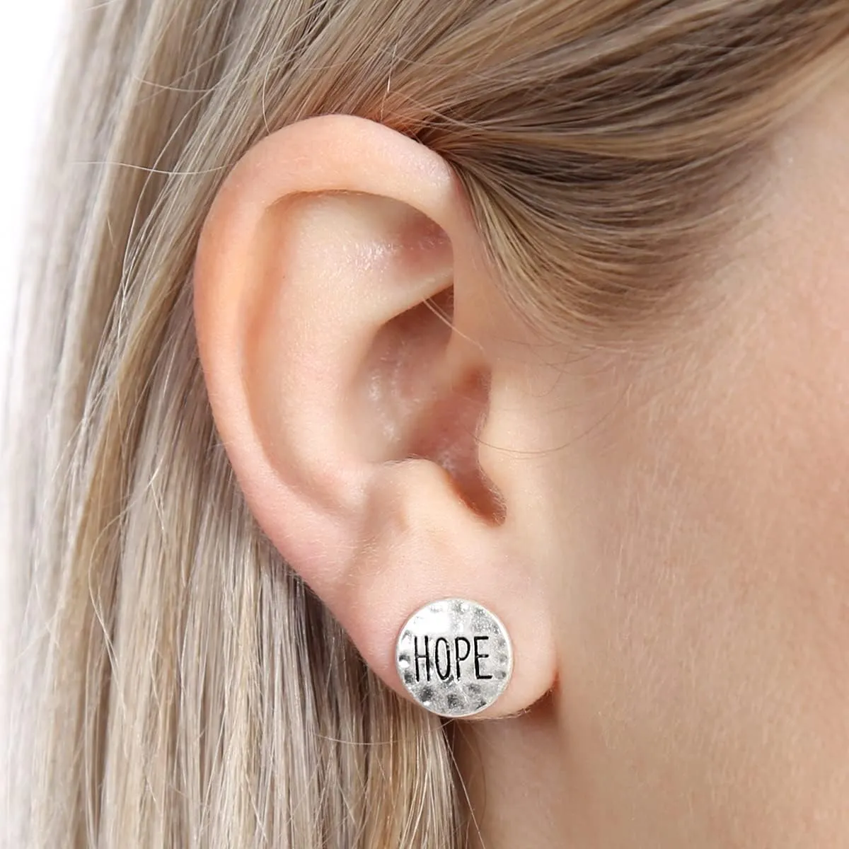 Inspirational Message Letter Earrings - Boho Word Stamped, Religious Blessed, Love, Faith, Mama Delicate Studs