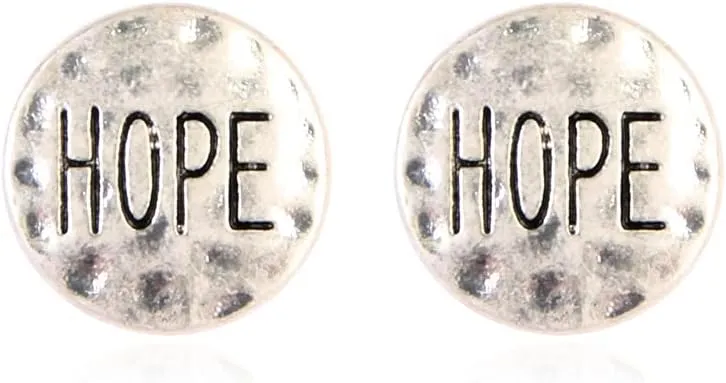 Inspirational Message Letter Earrings - Boho Word Stamped, Religious Blessed, Love, Faith, Mama Delicate Studs