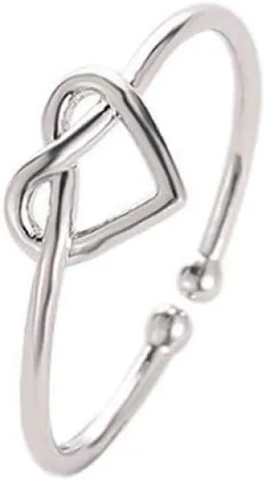 JczR.Y Heart Infinity Knot Open Rings Simple 8 Letter Love Heart Finger Rings Adjustable for Couple Girls
