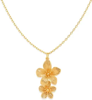 Jean Beau Gold Flower Pendant Necklaces for Women, Statement Pearl Floral Dangle Choker Prom Spring Fashion Jewelry Gift