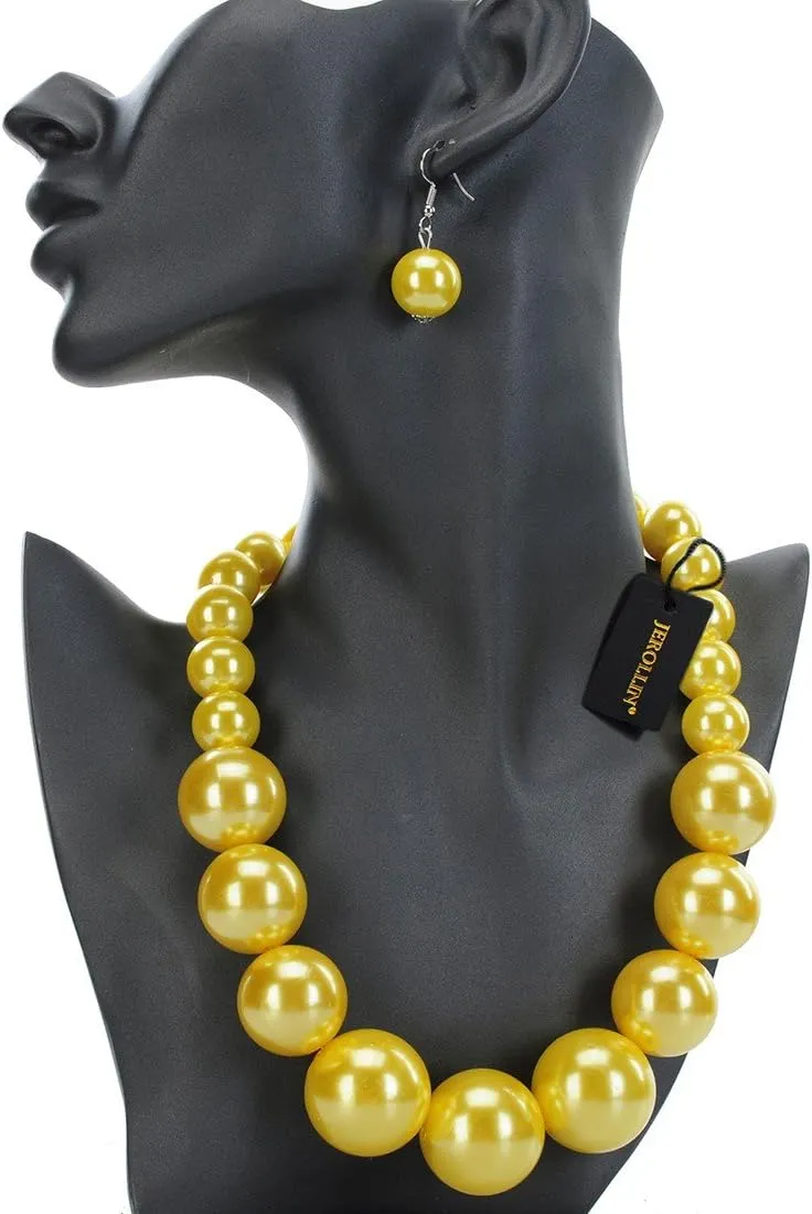 Jerollin Crystal Rhinestone/Pearl Statement Chain Necklace, Vintage Choker Bib Pendant Necklace Bohemian Bling Tassel Collar Statement Necklace for Evening Party