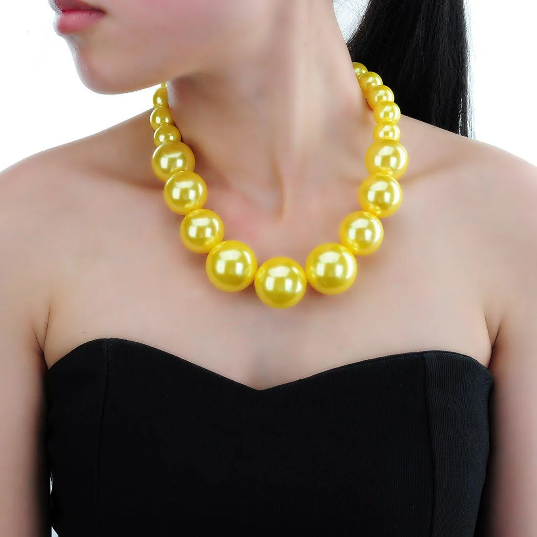 Jerollin Crystal Rhinestone/Pearl Statement Chain Necklace, Vintage Choker Bib Pendant Necklace Bohemian Bling Tassel Collar Statement Necklace for Evening Party
