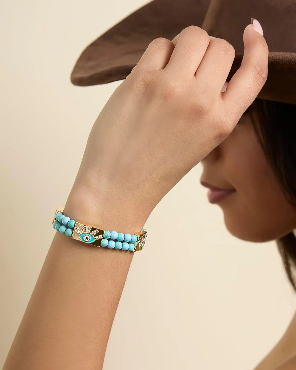 Jessica Simpson Womens Evil Eye Bracelet - Gold-Tone Evil Eye Bracelets for Women