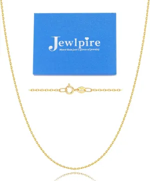 Jewlpire 1.1mm Italian Solid 24k Real Gold Over 925 Sterling Silver Chain Necklace for Women, Thin Cable Chain Shiny & Lightweight & Sturdy Women's Chain Necklaces, 16 18 20 22 24 Inch