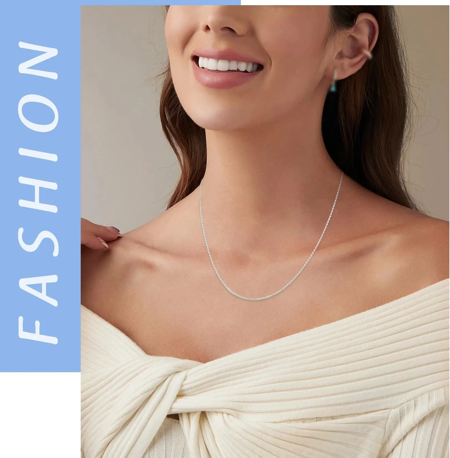 Jewlpire 1MM Italian Ultra Luxury Solid 24K Gold Over 925 Sterling Silver Chain Necklace for Women, Hypoallergenic Cable Chain Sturdy & Shiny & Thin Women's Chain Necklaces 16/18/20/22/24 Inch