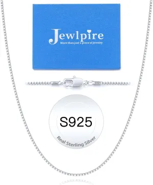 Jewlpire Italian 14K Gold Over 925 Sterling Silver Chain Necklace for Women, 1.1mm 1.3mm Box Chain Sturdy & Shiny Women's Chain Necklaces 14 16 18 20 22 24 26 Inch