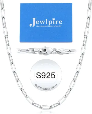Jewlpire Italian Soild 14K Real Gold Over 925 Sterling Silver Paperclip Chain Necklace for Women, 4mm 5mm Shiny & Sturdy Women's Chain Necklaces 16 18 20 22 24 26 Inch