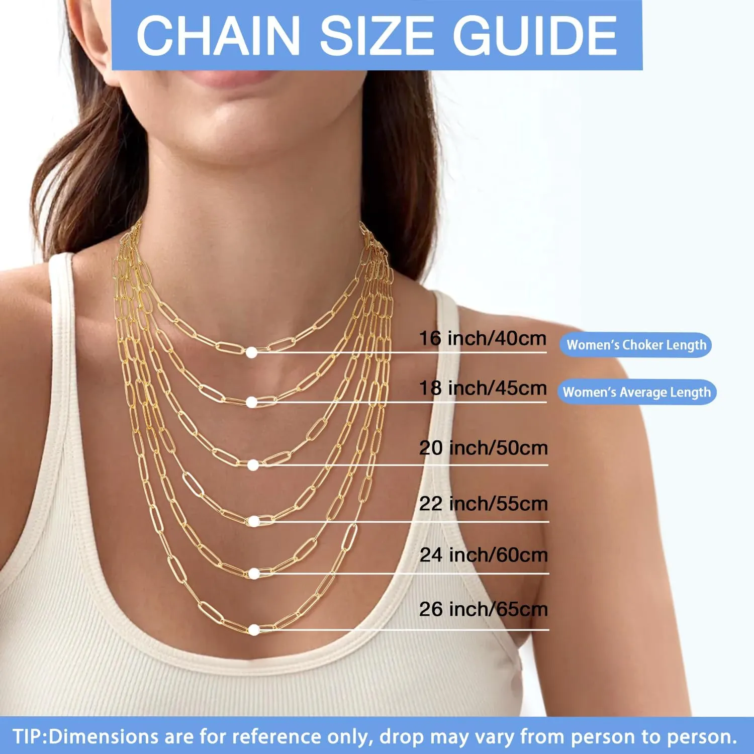 Jewlpire Italian Soild 14K Real Gold Over 925 Sterling Silver Paperclip Chain Necklace for Women, 4mm 5mm Shiny & Sturdy Women's Chain Necklaces 16 18 20 22 24 26 Inch
