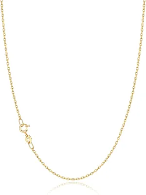 Jewlpire Solid 18k Gold Over 925 Sterling Silver Chain Necklace for Women, 1.2mm Cable Chain Necklace Super Sturdy & Shiny Women's Chain Necklaces 14/16/17/18/20/22/24 Inches