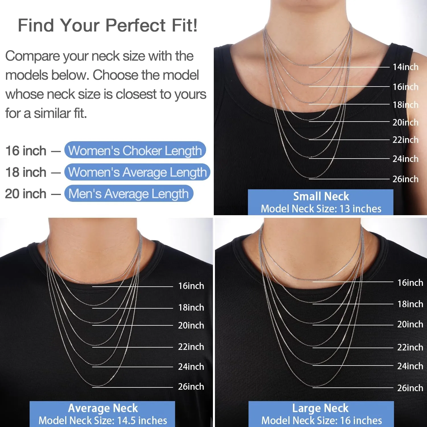 Jewlpire Solid 18k Gold Over 925 Sterling Silver Chain Necklace for Women, 1.2mm Cable Chain Necklace Super Sturdy & Shiny Women's Chain Necklaces 14/16/17/18/20/22/24 Inches