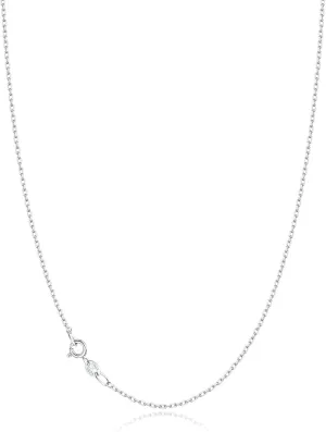 Jewlpire Solid 18k Gold Over 925 Sterling Silver Chain Necklace for Women, 1mm Cable Chain Necklace Sturdy & Shiny Women's Chain Necklaces 14/16/17/18/20/22/24 Inch