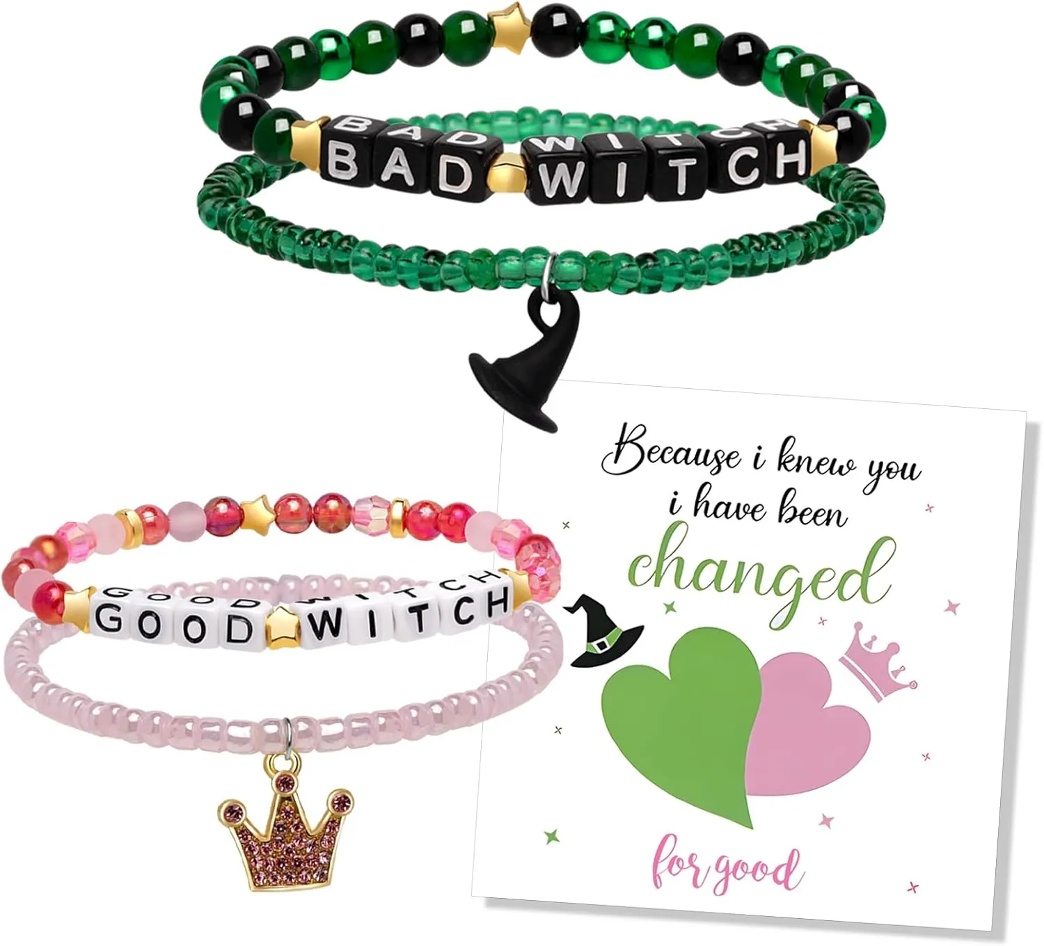 Joyline BFF Friendship Bracelets with Funny Card - Gifts for Women Moms and Daughters,Witch Crown Bracelets for Couples Graduation Ceremony