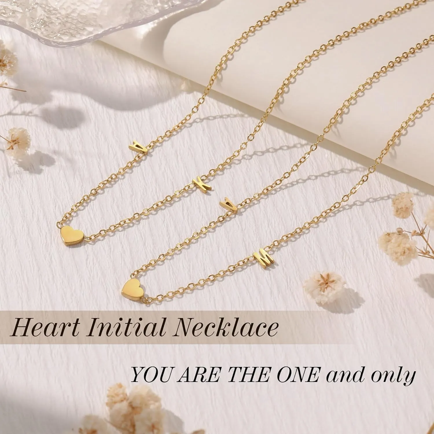 JSJOY Dainty Initial Necklaces for Women A-Z Letter Necklace Heart 14K Gold Choker Birthday Gifts for Women Unique Mom Sister Daughter Gifts Gold Jewelry