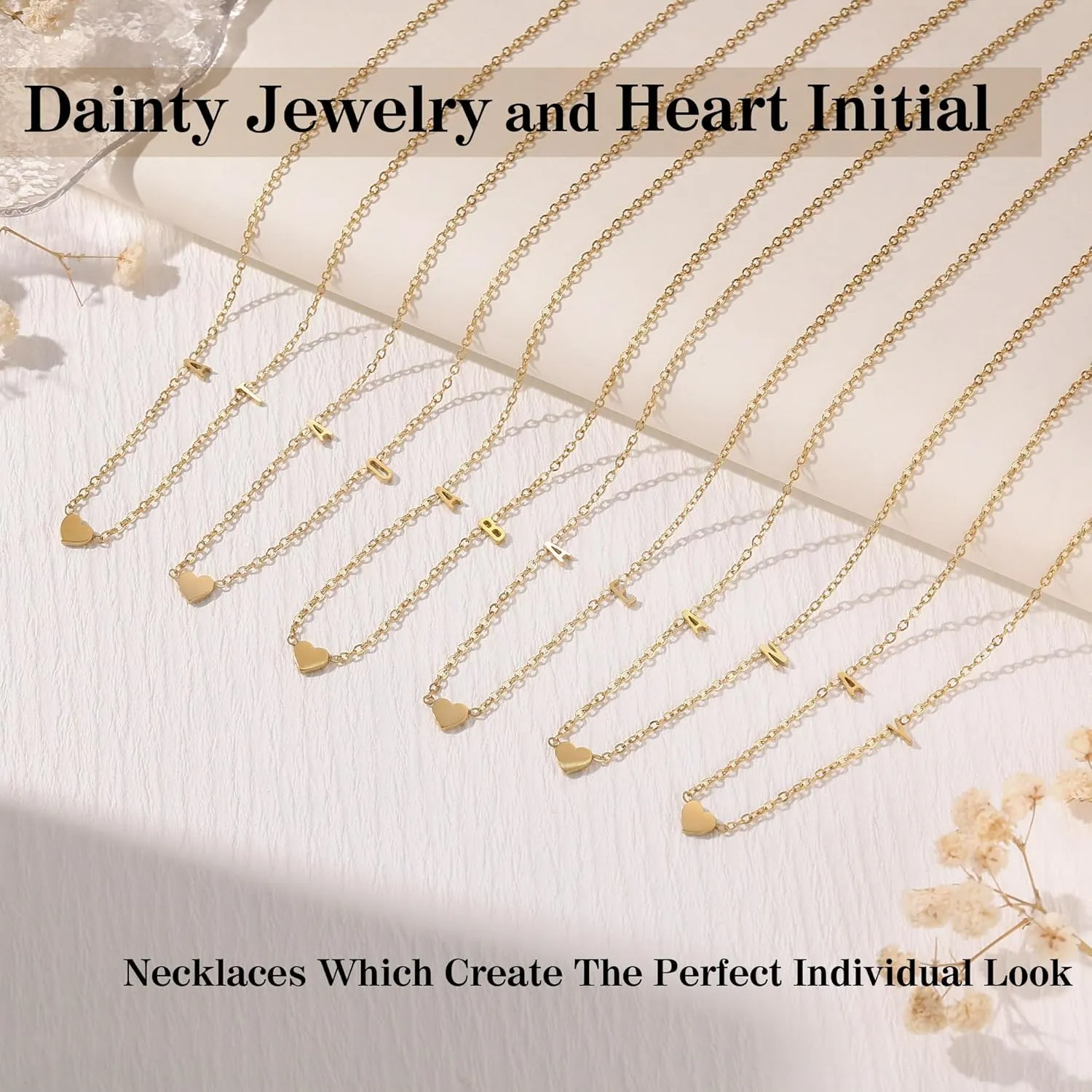 JSJOY Dainty Initial Necklaces for Women A-Z Letter Necklace Heart 14K Gold Choker Birthday Gifts for Women Unique Mom Sister Daughter Gifts Gold Jewelry