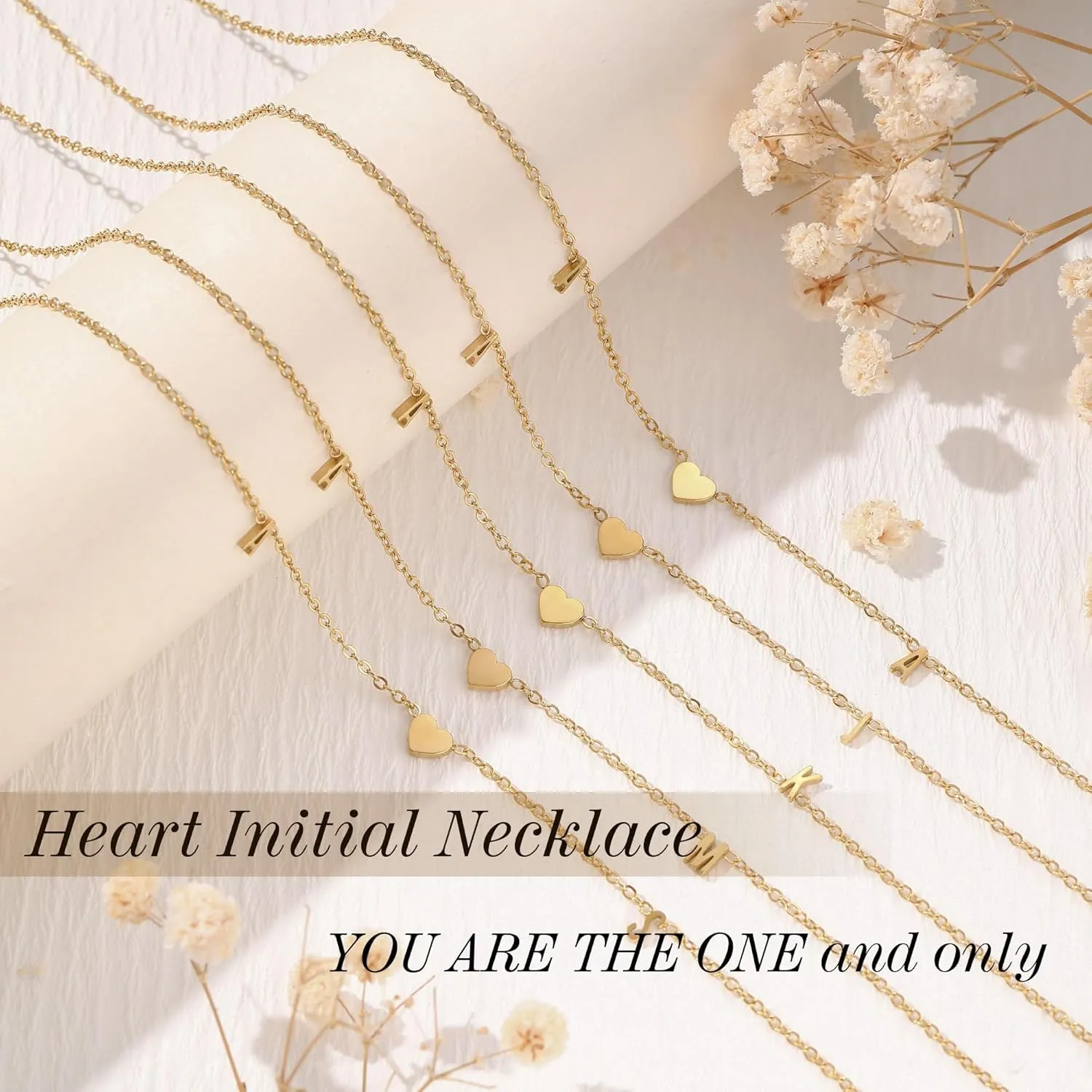 JSJOY Dainty Initial Necklaces for Women A-Z Letter Necklace Heart 14K Gold Choker Birthday Gifts for Women Unique Mom Sister Daughter Gifts Gold Jewelry