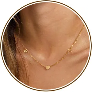 JSJOY Dainty Initial Necklaces for Women A-Z Letter Necklace Heart 14K Gold Choker Birthday Gifts for Women Unique Mom Sister Daughter Gifts Gold Jewelry