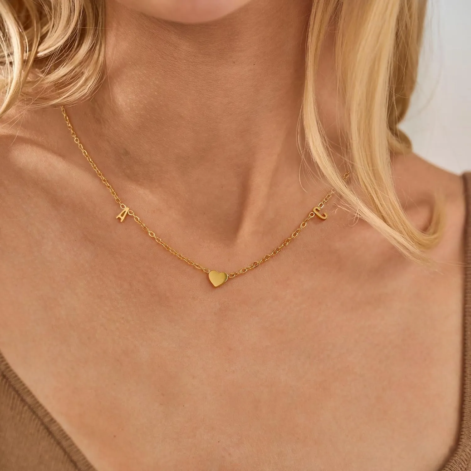 JSJOY Dainty Initial Necklaces for Women A-Z Letter Necklace Heart 14K Gold Choker Birthday Gifts for Women Unique Mom Sister Daughter Gifts Gold Jewelry