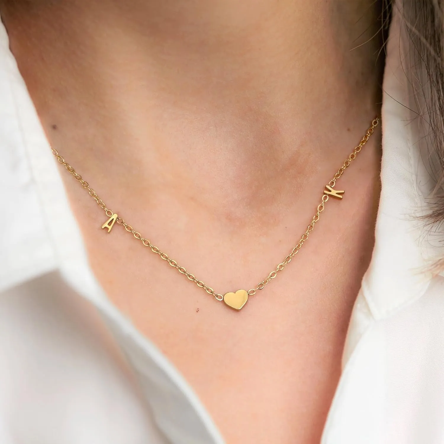 JSJOY Dainty Initial Necklaces for Women A-Z Letter Necklace Heart 14K Gold Choker Birthday Gifts for Women Unique Mom Sister Daughter Gifts Gold Jewelry