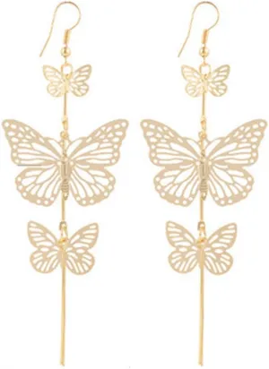 KaFu Bohemia Delicate Filigree Dangle Flying Butterfly Hook tassels Earrings for Women and girls - Available in Silver and Gold Tones