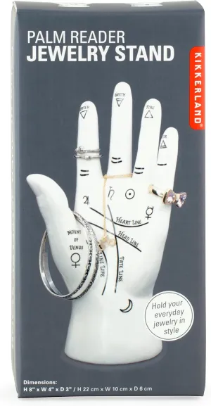 Kikkerland Palm Reader Jewelry Display Mannequin Holder Organizer Storage Stand, White, for Rings, Bracelets, Decoration