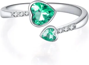 LANE WOODS Simple Cute Sterling Silver Rings May Birthstone Jewelry for Women Valentines Day Gifts (Dark Green)